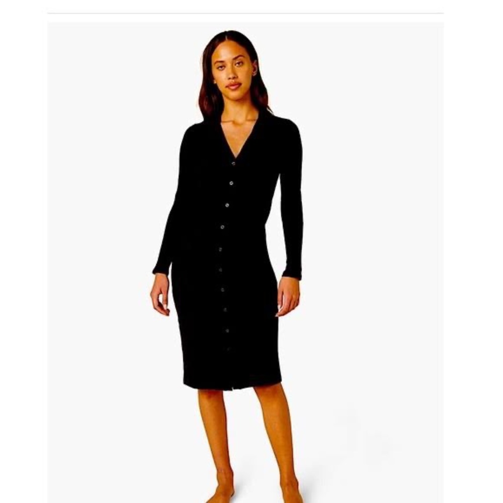 beyond yoga black waffle duster dress